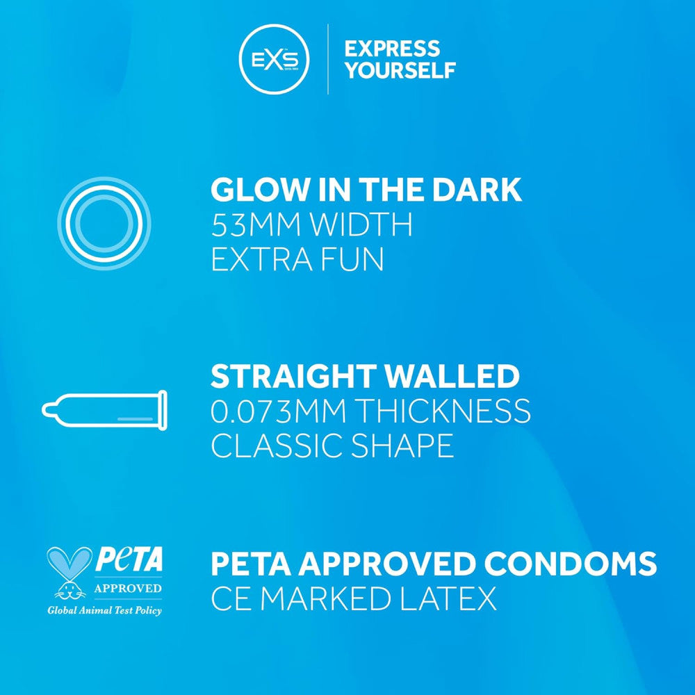 EXS Glow In The Dark Condoms 3 Pcs.