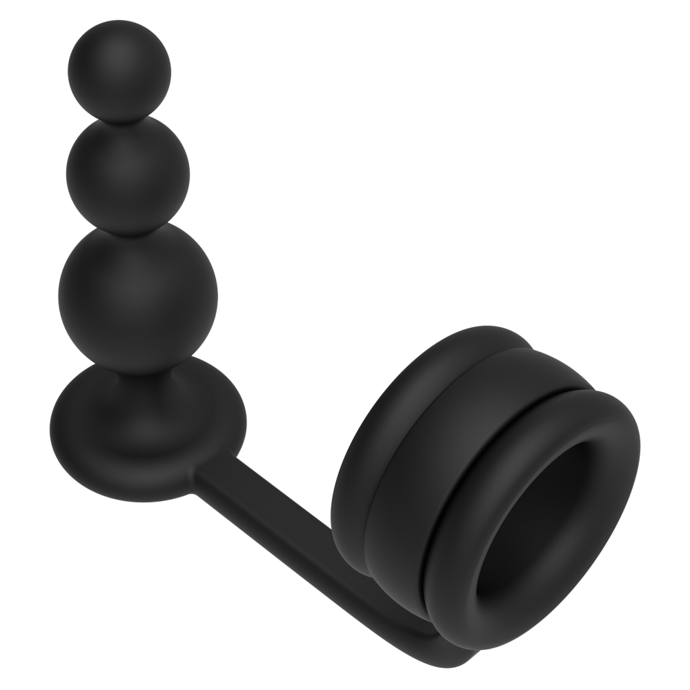 2 in 1 Silicone Cock Ring with Anal Rosary Ramrod