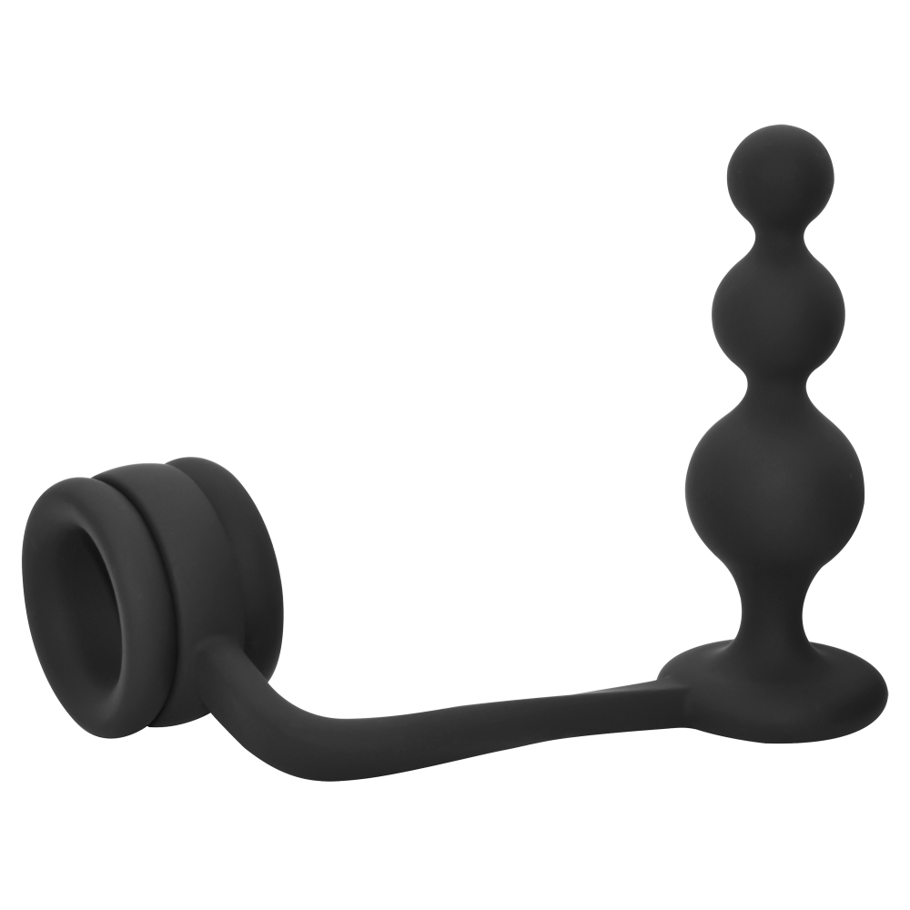 2 in 1 Silicone Cock Ring with Anal Rosary Ramrod
