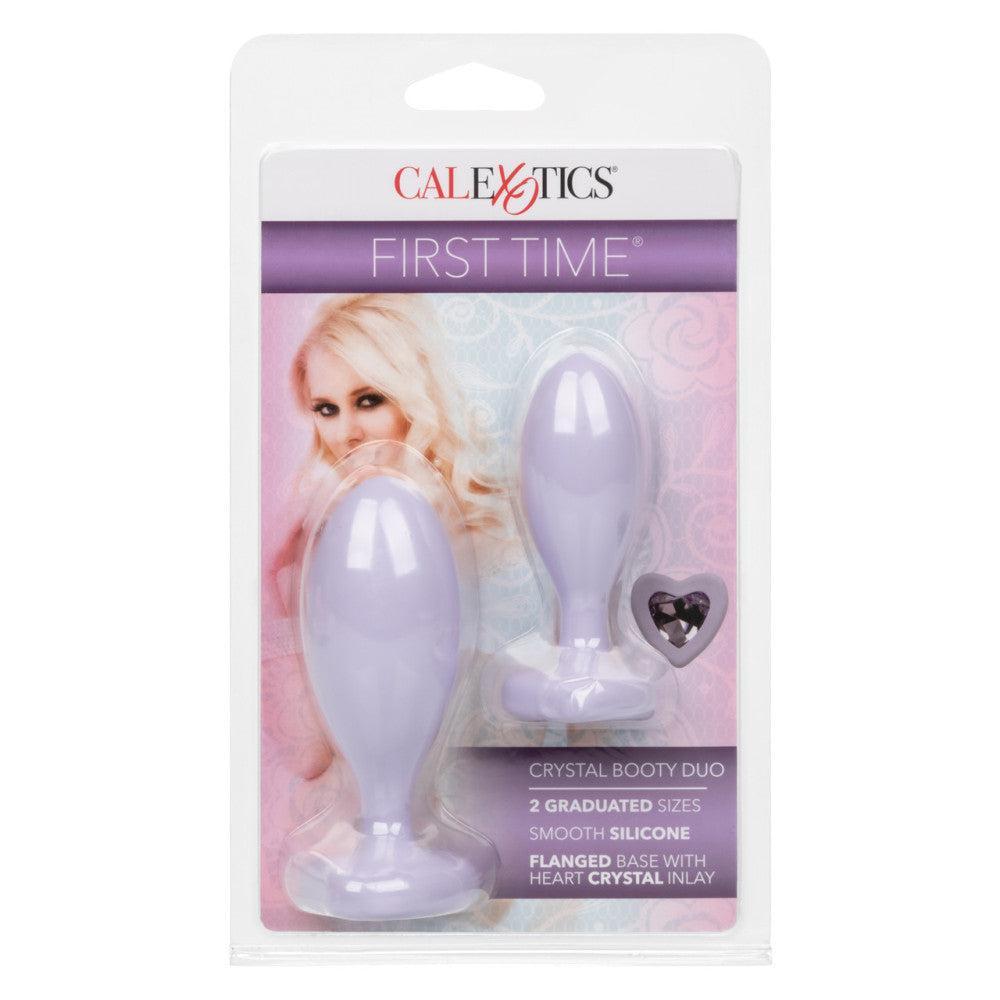 First Time Crystal Booty Silicone Butt Plug Set Purple