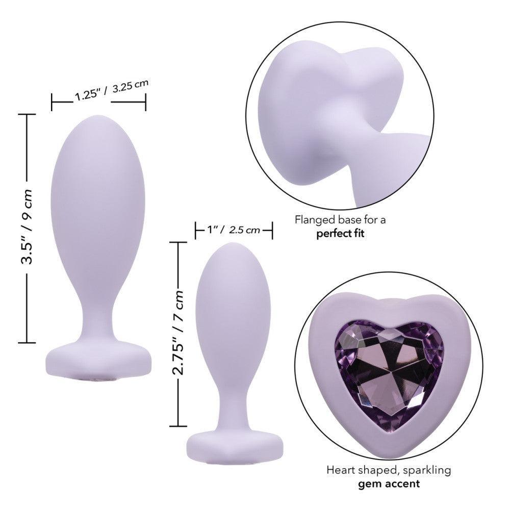First Time Crystal Booty Silicone Butt Plug Set Purple