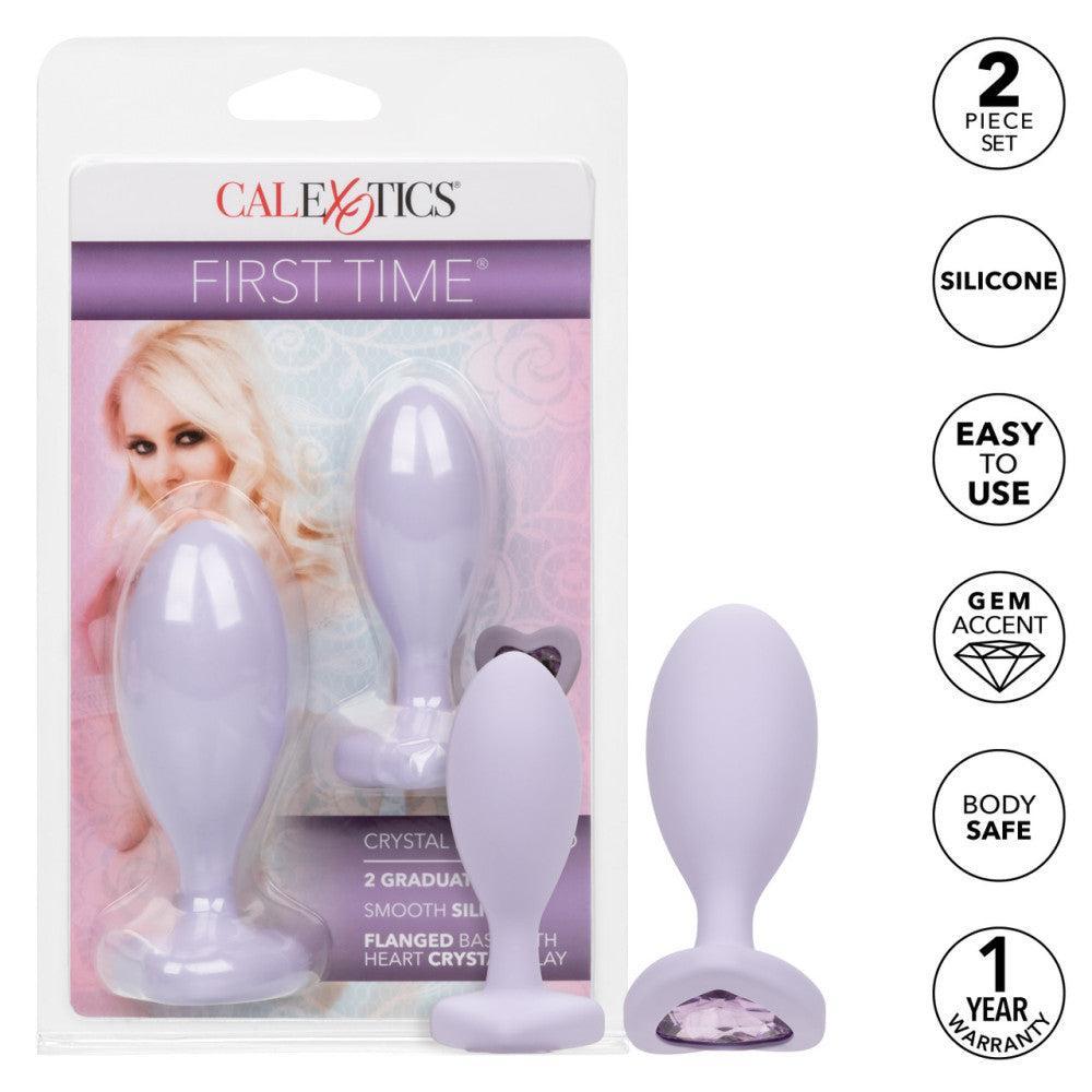 First Time Crystal Booty Silicone Butt Plug Set Purple