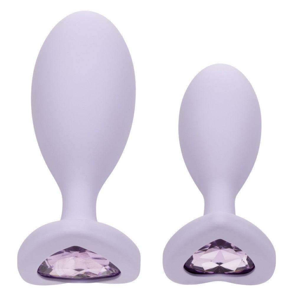 First Time Crystal Booty Silicone Butt Plug Set Purple