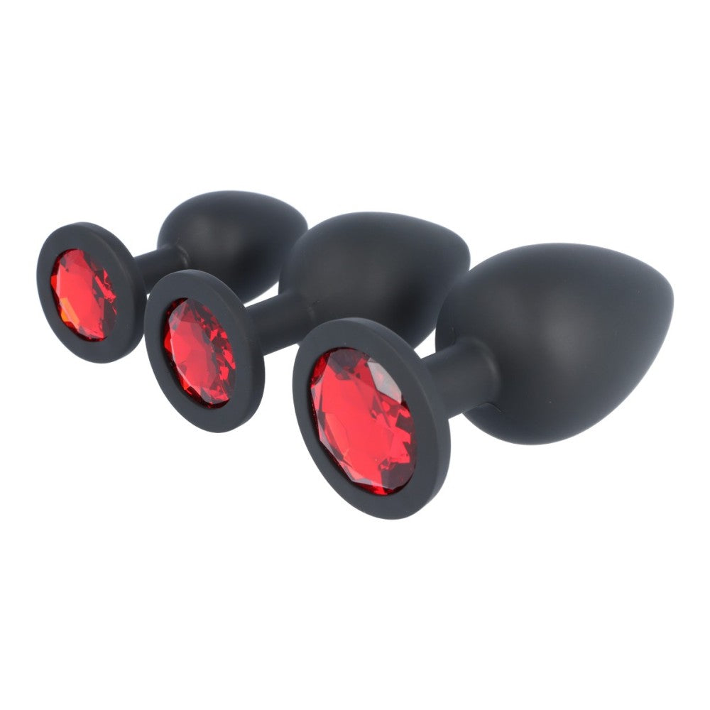 3 pcs Butt plug set silicone toys with Virgite E13 crystal