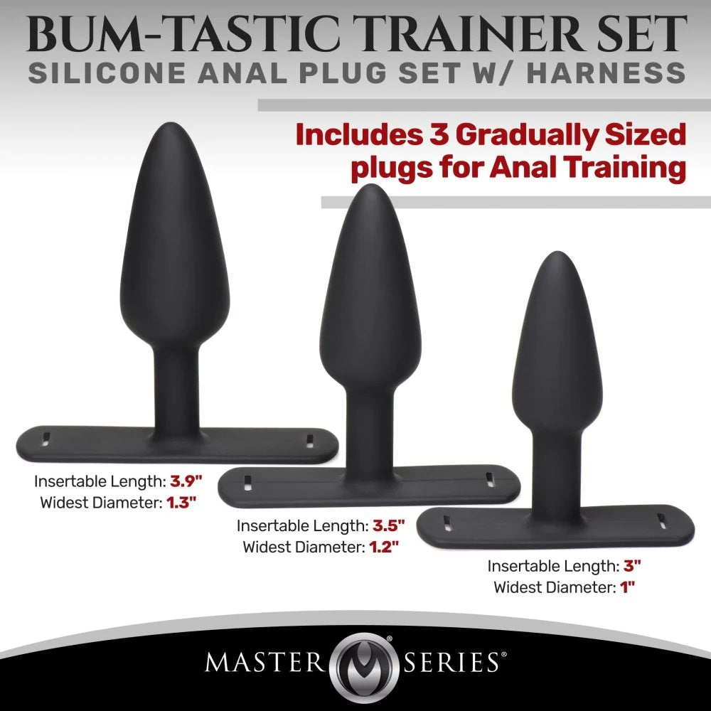3 pcs silicone butt plugs with Bum-Tastic belt