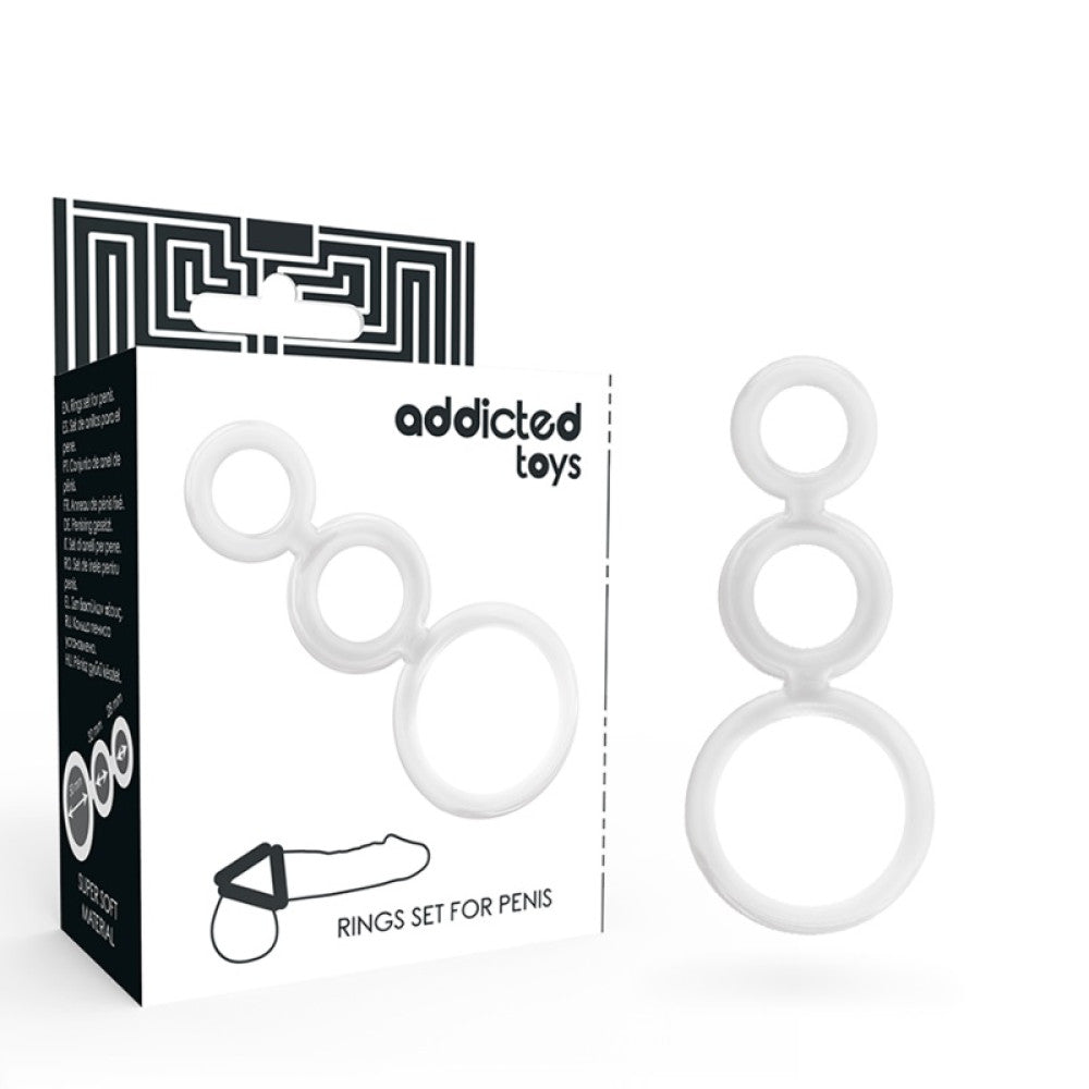 Addicted Toys Triple Cock Rings Transparent