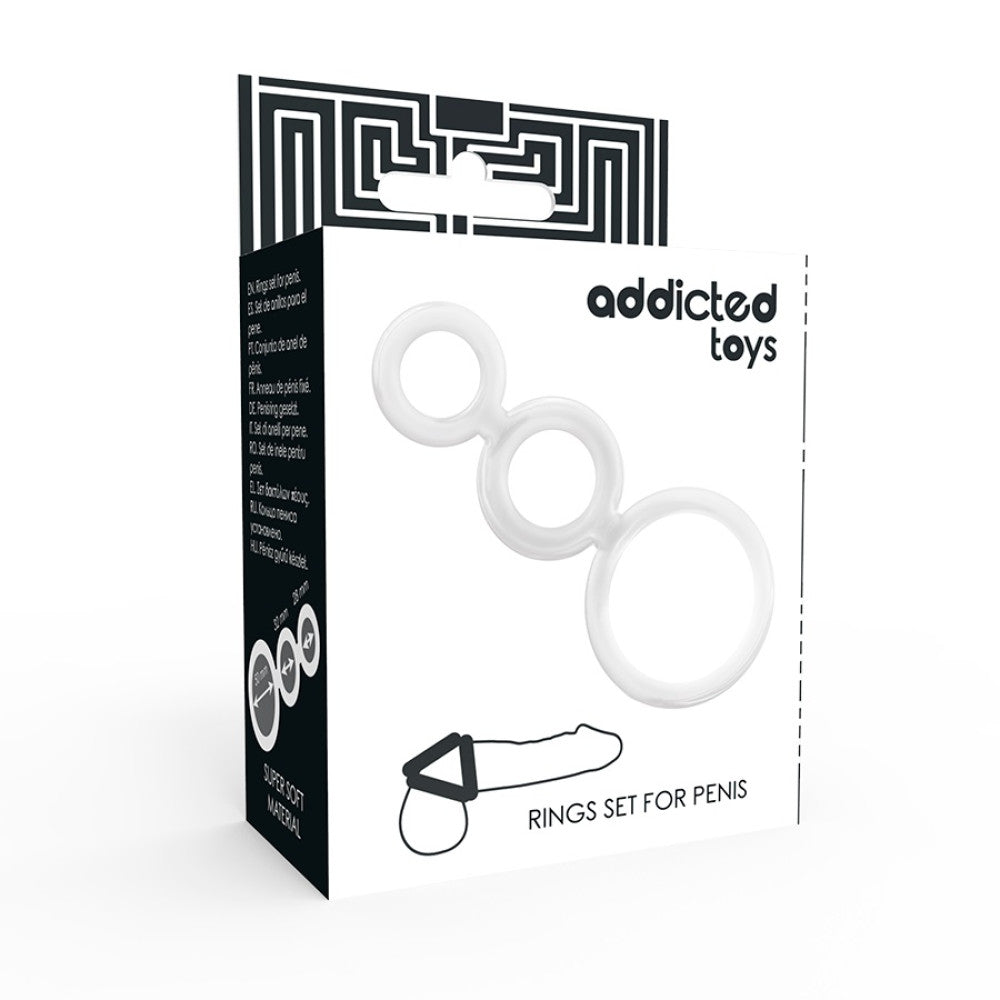Addicted Toys Triple Cock Rings Transparent