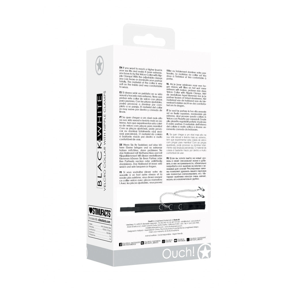 Adjustable Chain Choker with Nipple Clamps Ouch! Black & White