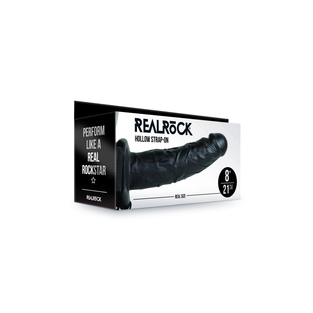 Real Rock Adjustable Strap-on with Realistic Dildo 8" Black