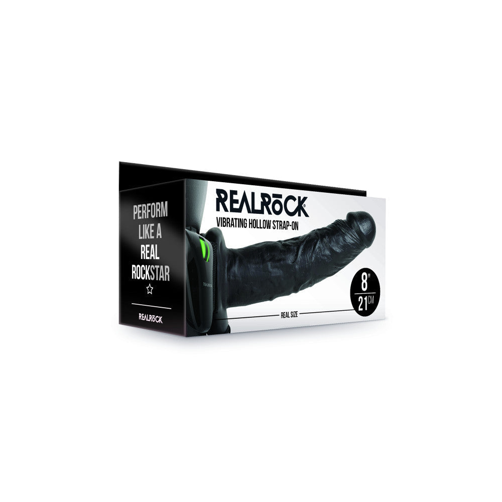 Real Rock Adjustable Strap-on with Vibrating Dildo 8" Black