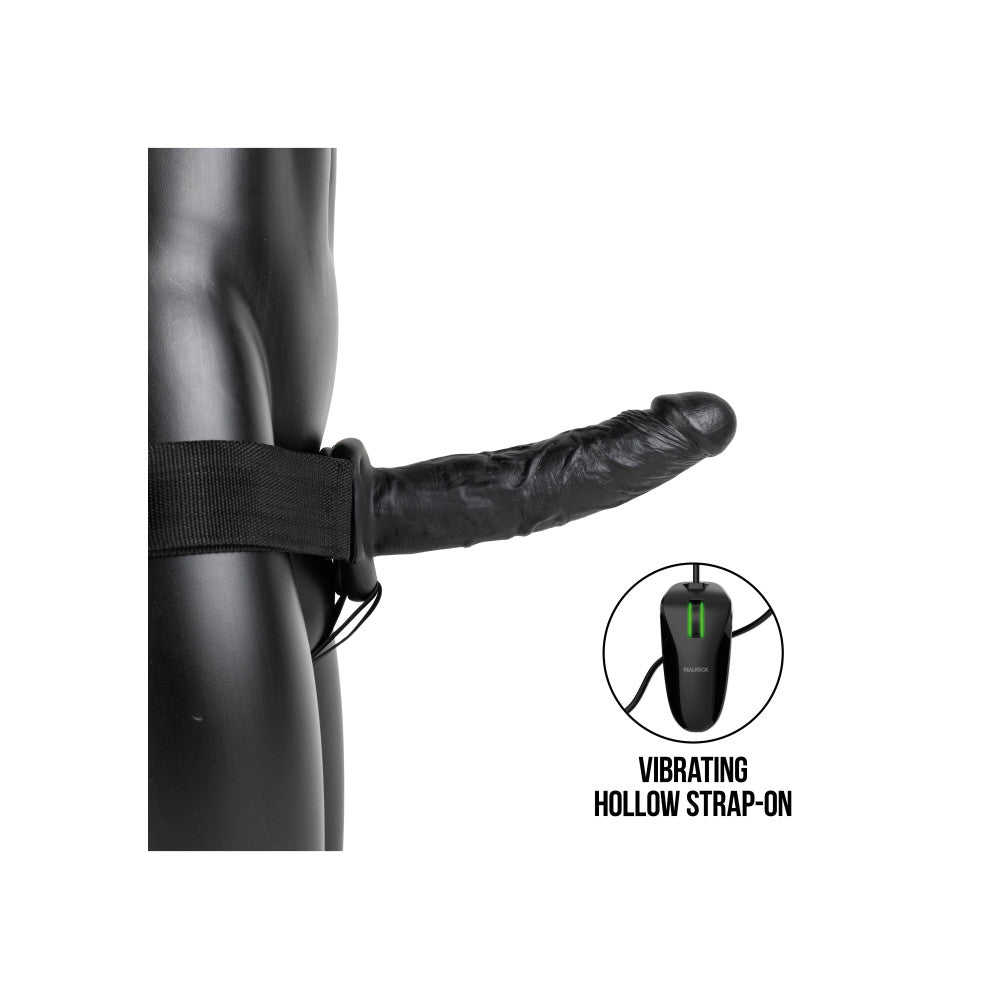 Real Rock Adjustable Strap-on with Vibrating Dildo 8" Black