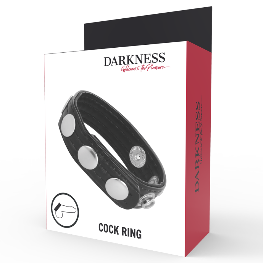 Adjustable buttoned faux leather cock ring Darkness