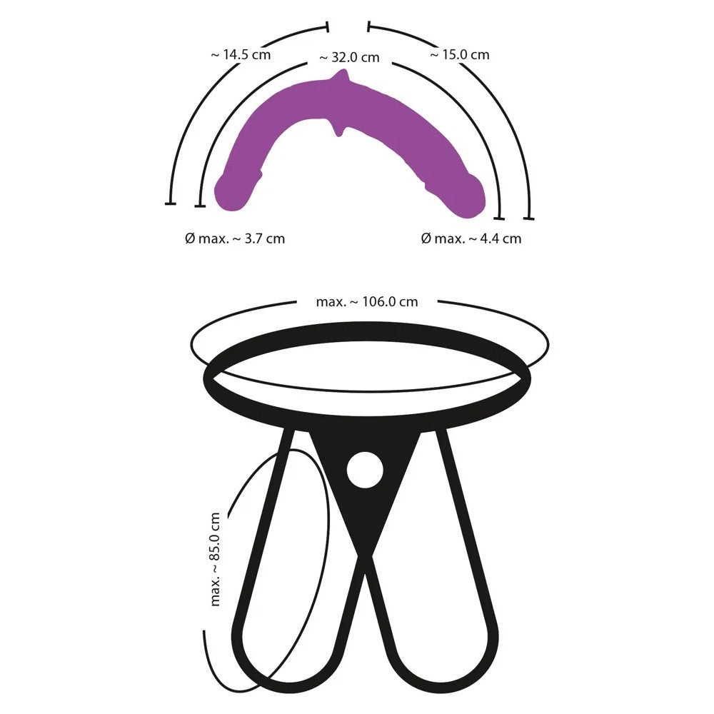 Adjustable strap-on belt with double silicone dildo Sweet Smile