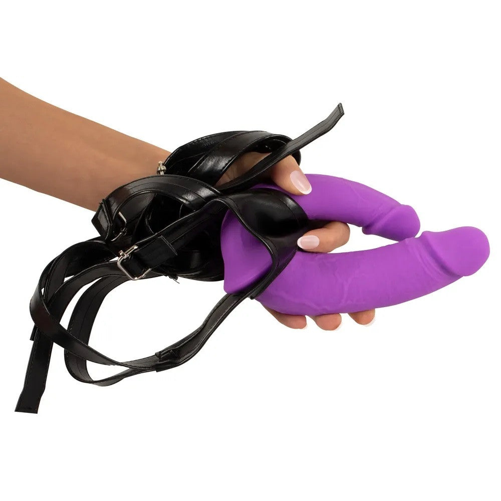 Adjustable strap-on belt with double silicone dildo Sweet Smile