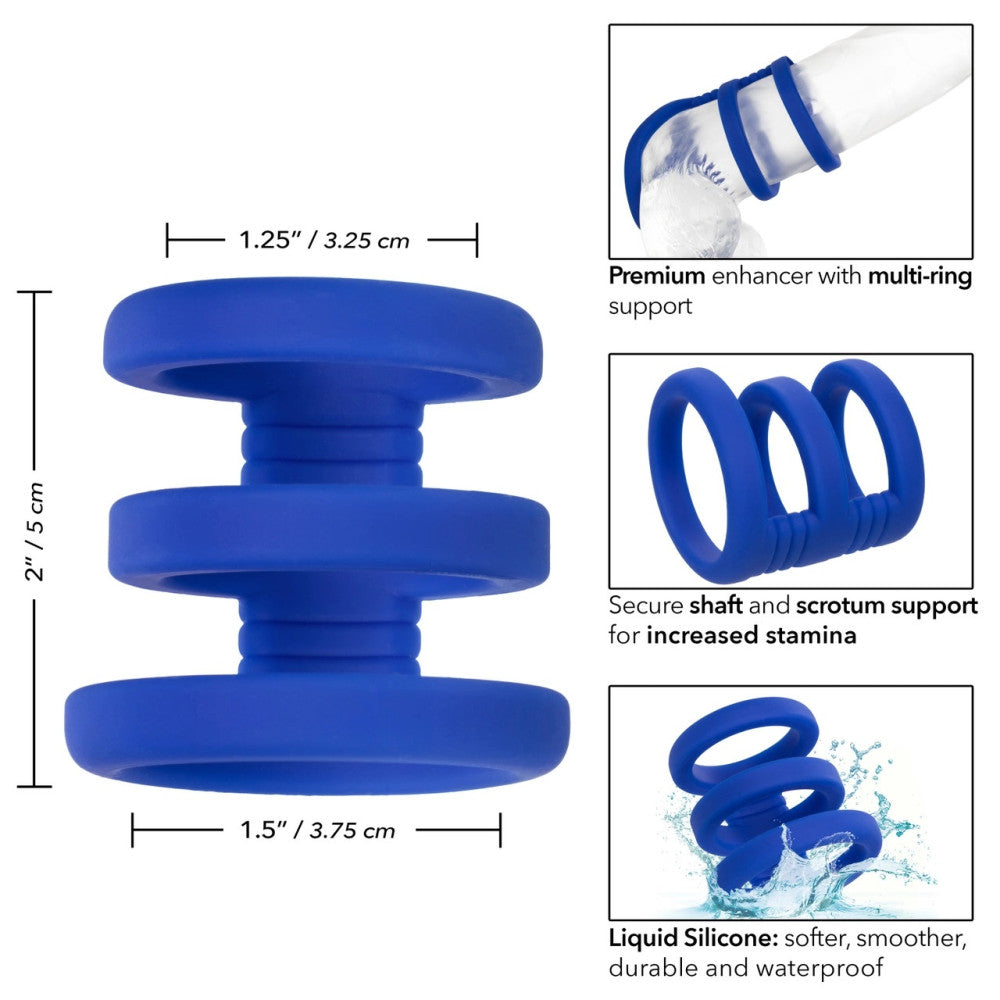 Admiral Silicone Triple Cock Cage Blue