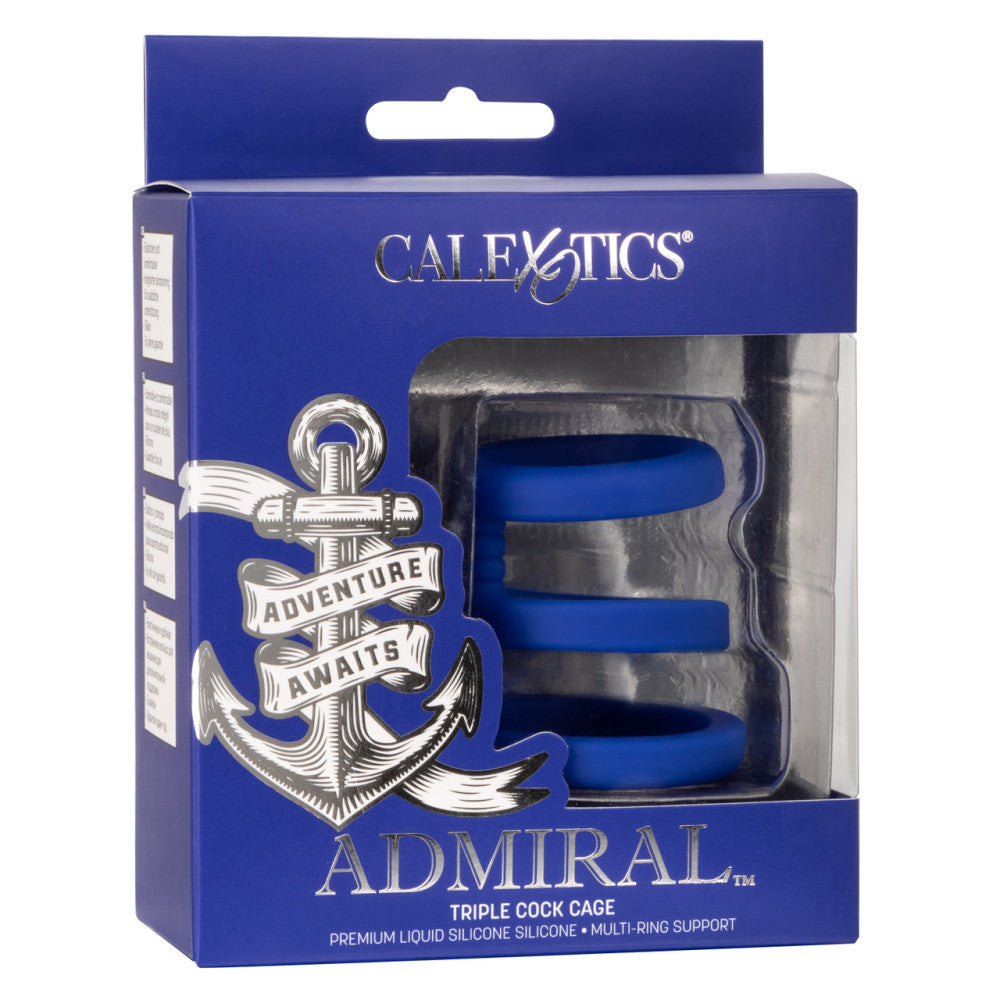 Admiral Silicone Triple Cock Cage Blue