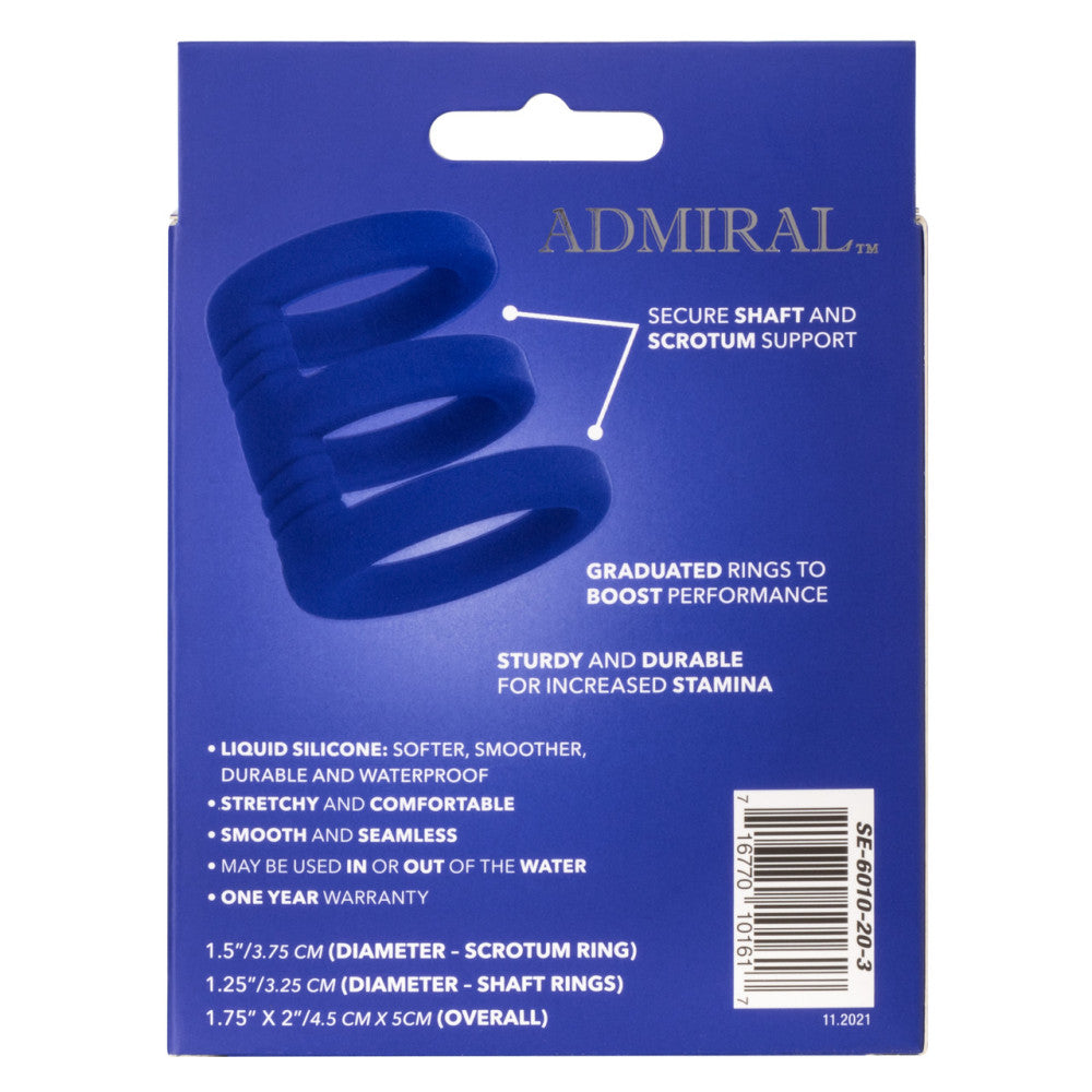 Admiral Silicone Triple Cock Cage Blue
