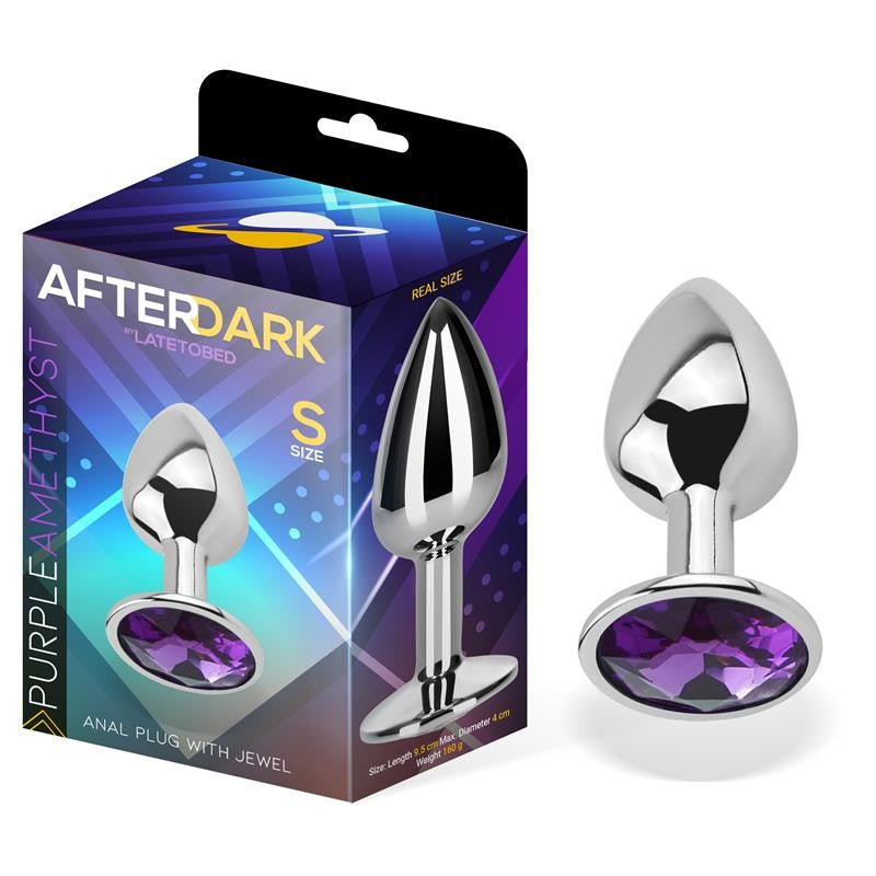 After Dark Small Metal Butt Plug with Purple Crystal