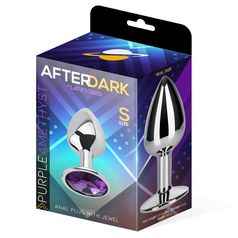 After Dark Small Metal Butt Plug with Purple Crystal