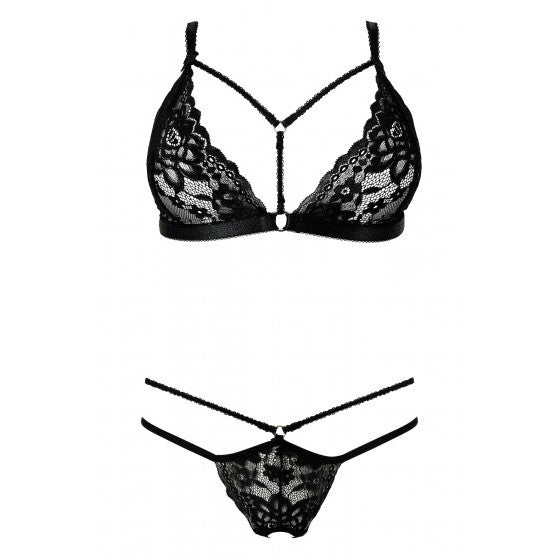 Alcyone Erotic 2-Piece Crotchless Lingerie Set