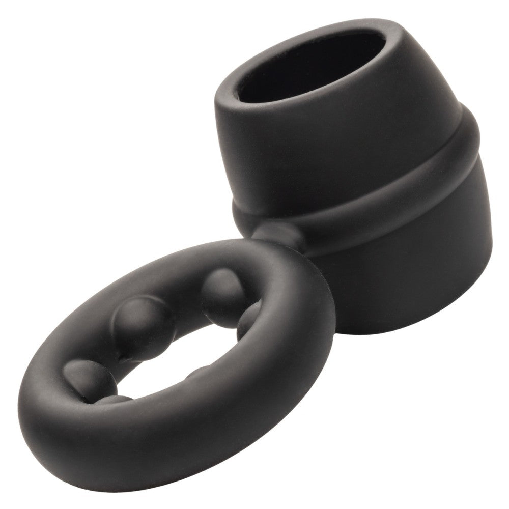 Alpha Dual Magnum Cock Ring Silicone Double Fastener Black