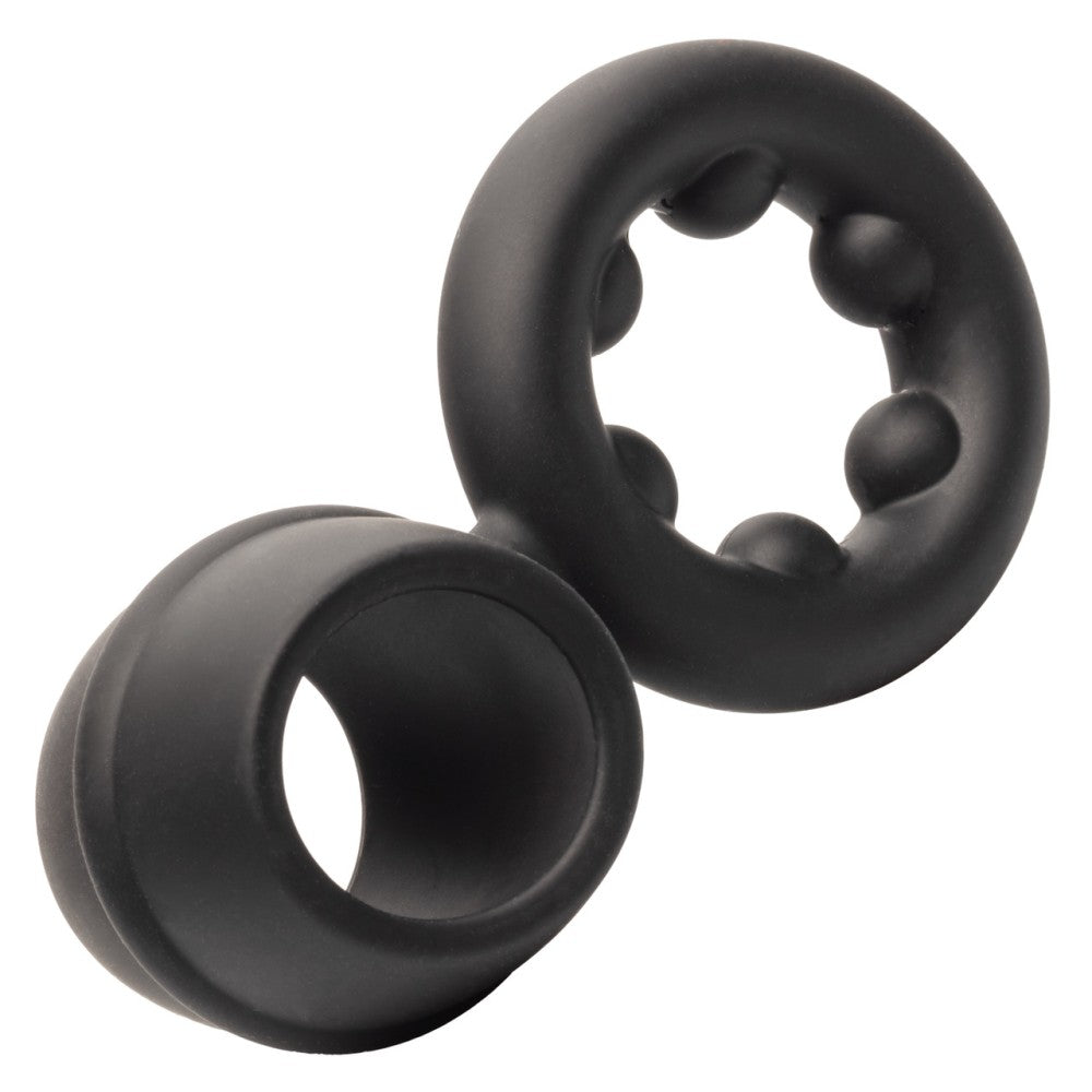 Alpha Dual Magnum Cock Ring Silicone Double Fastener Black