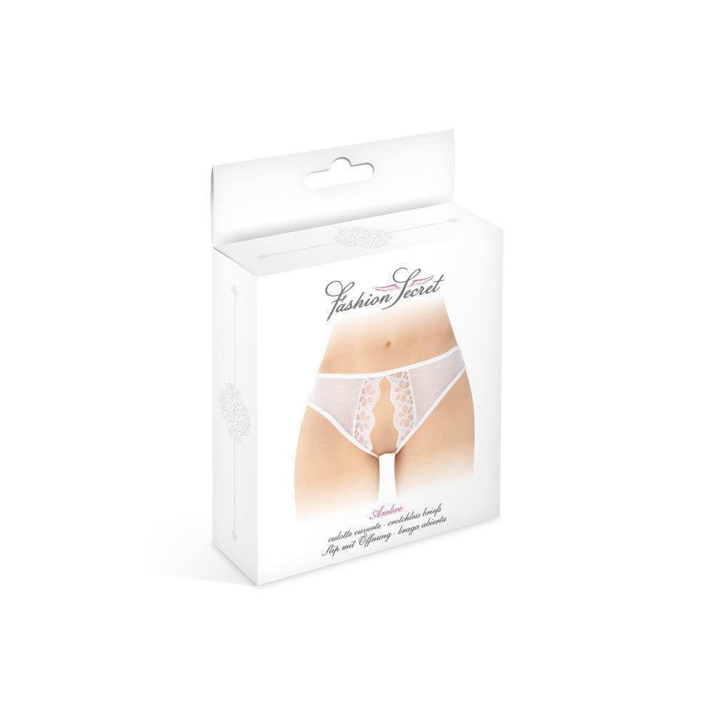 Ambre Sexy Crotchless Briefs White