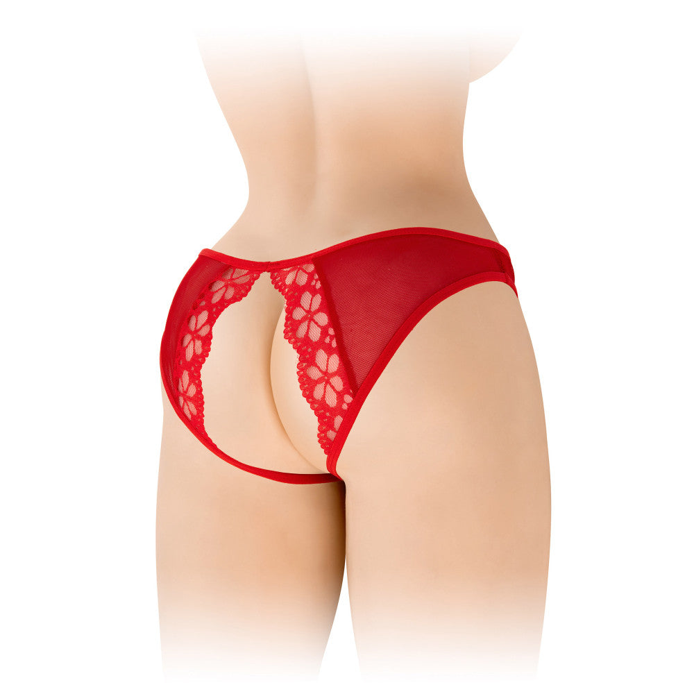 Ambre Sexy Crotchless Briefs Red