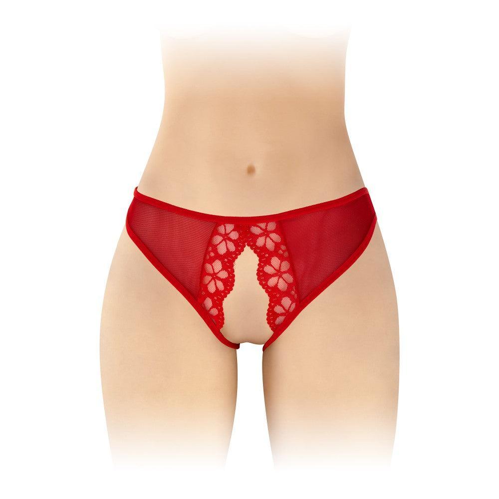 Ambre Sexy Crotchless Briefs Red