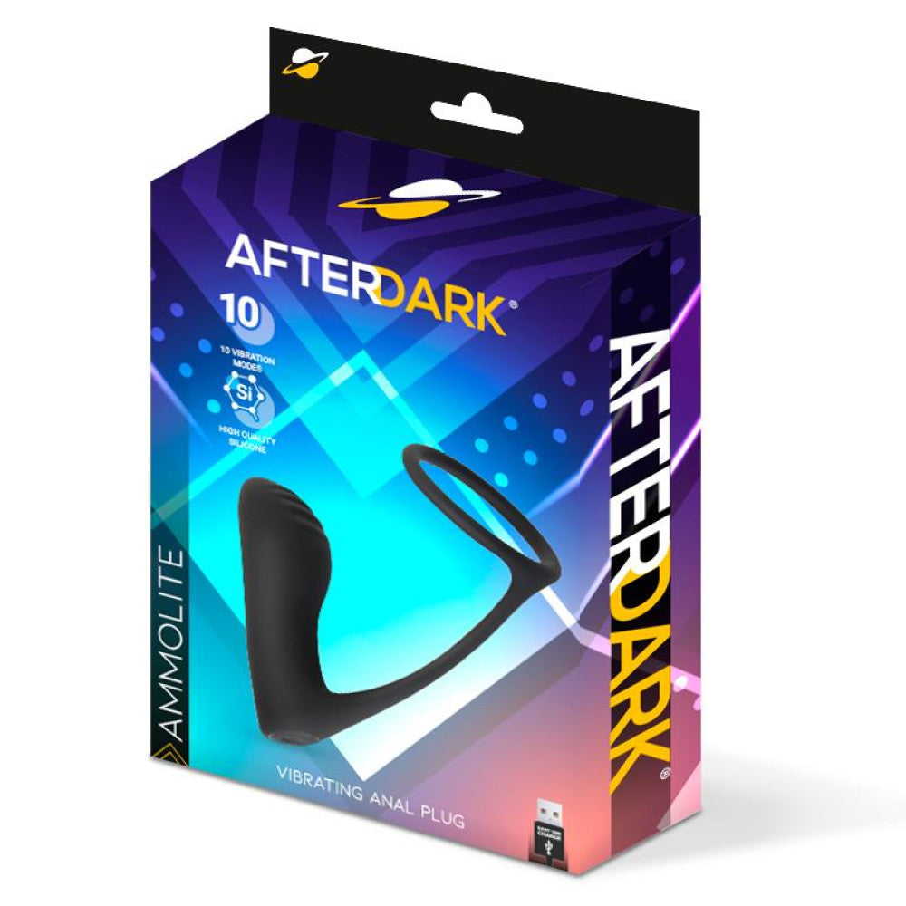 Ammolite Rechargeable Vibrating Silicone Anal Stimulator with Cock Ring