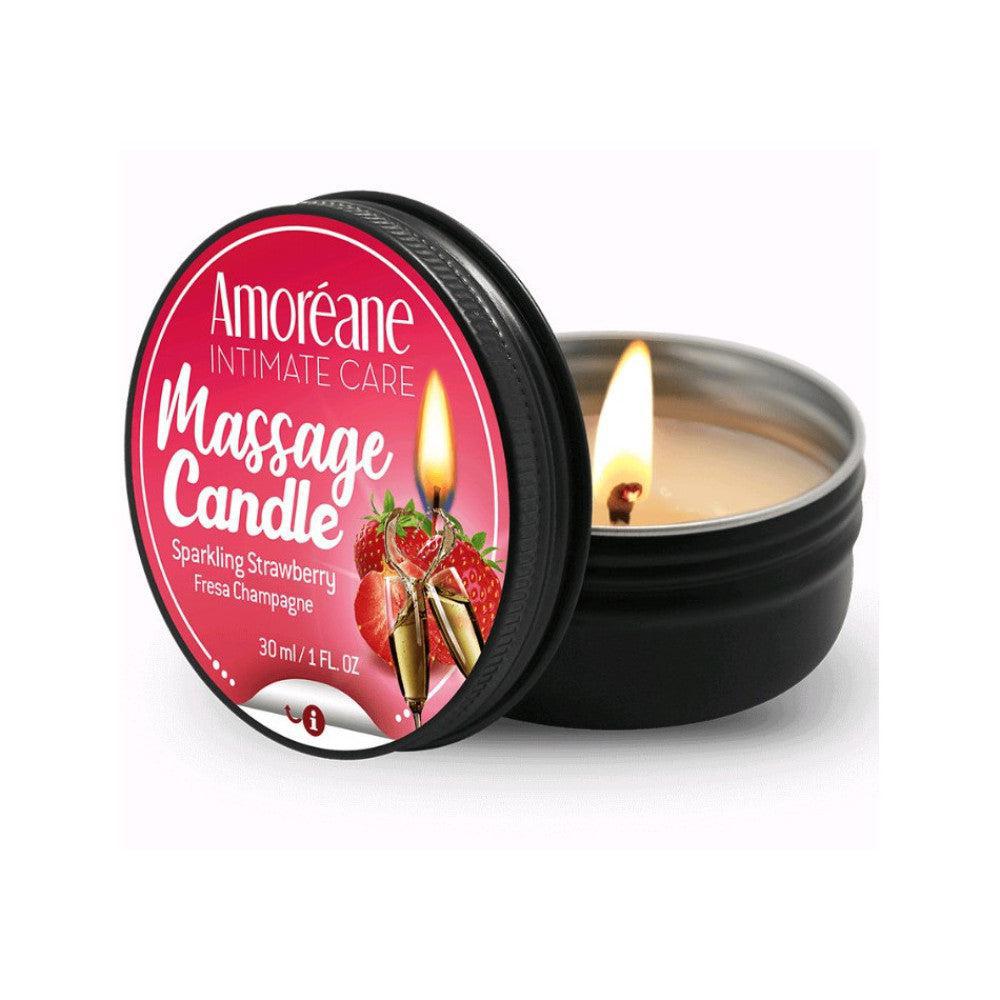 Amoreane Strawberry Champagne Scented Massage Candle