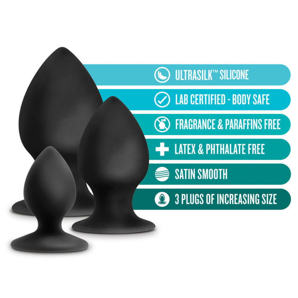 Anal Adventures Platinum Silicone Butt Plug Set