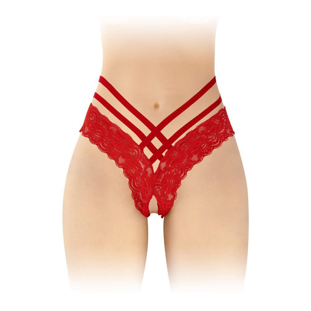 Sexy Crotchless Lace Tanga Briefs Red
