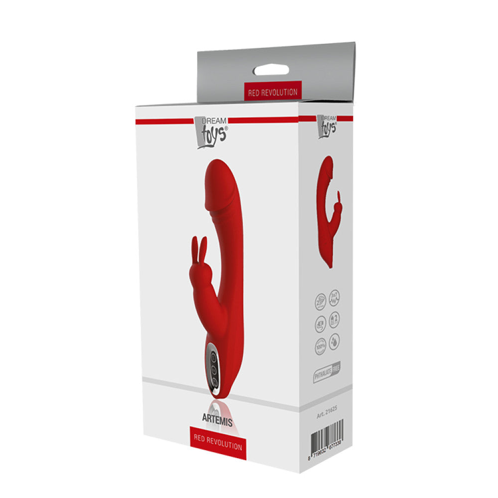 Artemis Rechargeable Silicone Rabbit Vibrator Red