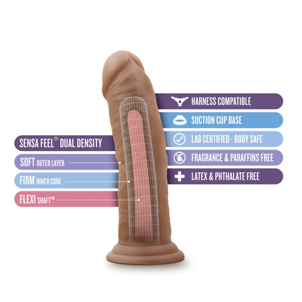 Au Naturel 8" Mocha Double Layer Realistic Cyber Leather Dildo