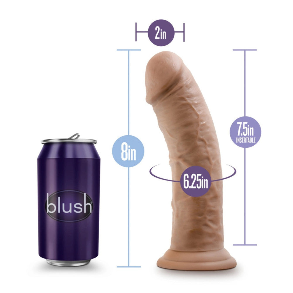 Au Naturel 8" Mocha Double Layer Realistic Cyber Leather Dildo