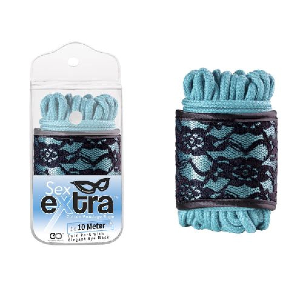 BDSM Set Mask & Cotton Rope Sex Extra Blue
