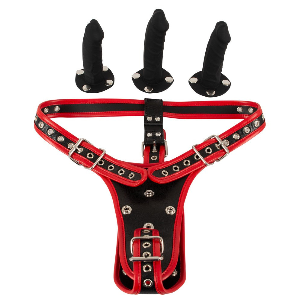 Bad Kitty Strap-on Belt with 3 Realistic Dildos