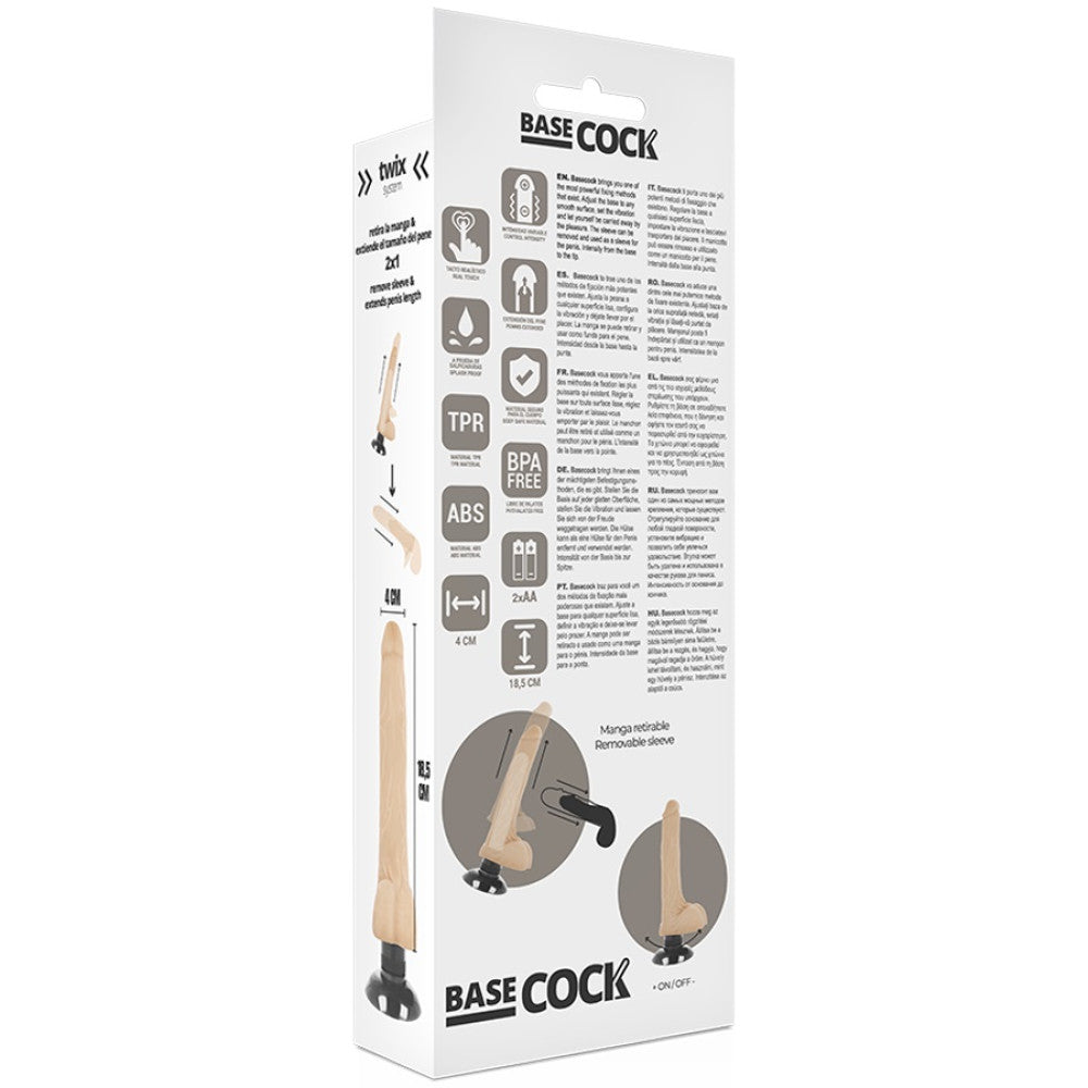 Basecock Twix Vibrating Realistic Dildo with Vacuum Base