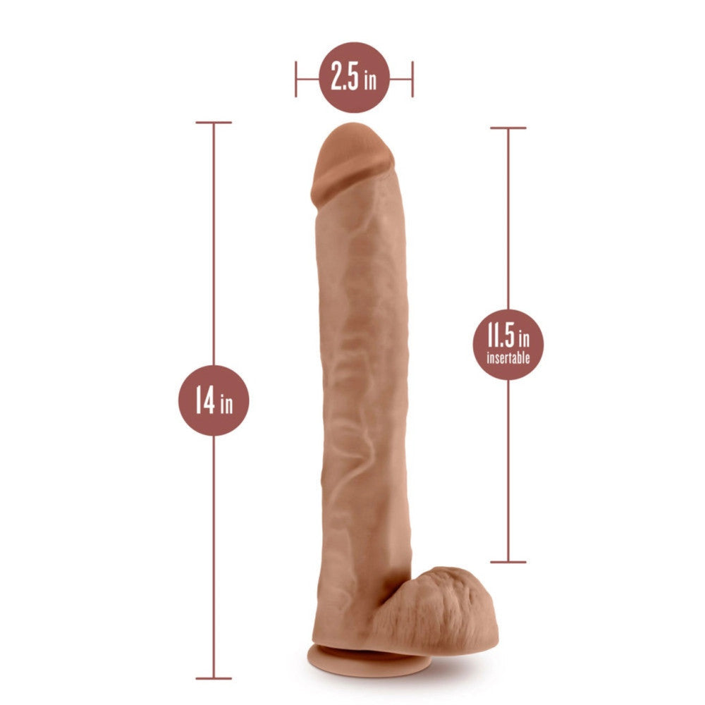 Big Double Layer Realistic Cyber Leather Daddy Mocha Dildo