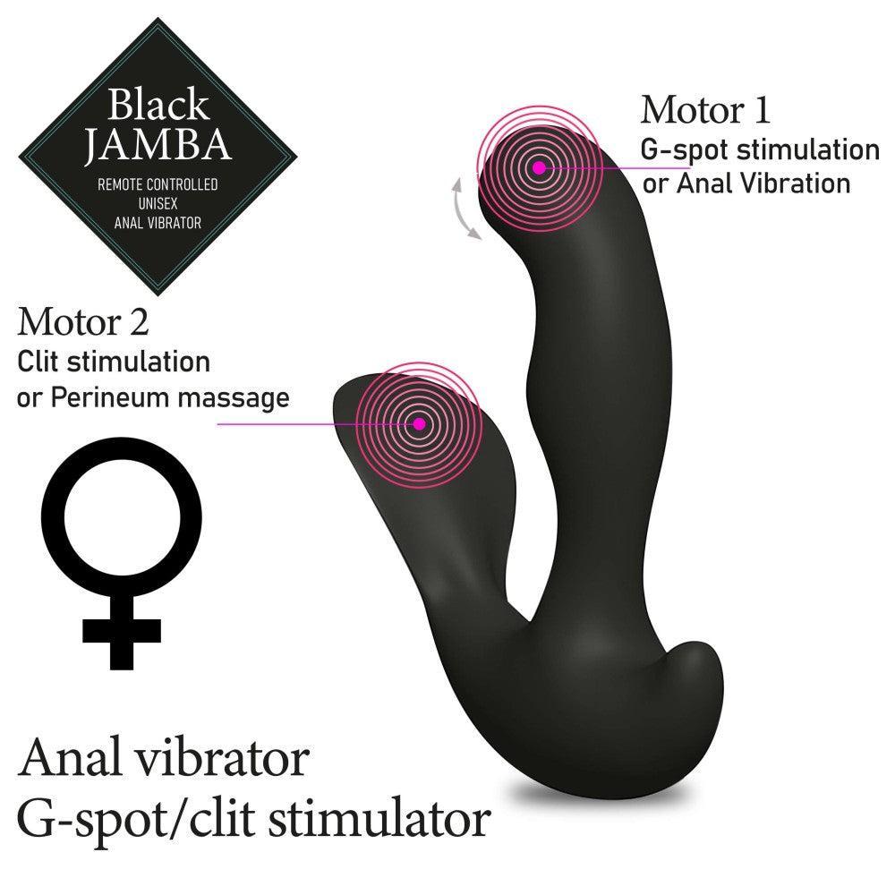 Black Jamba Rechargeable Unisex Heated Anal Vibrator with Remote
