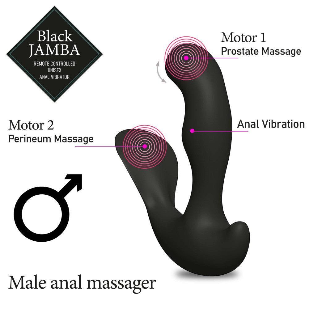 Black Jamba Rechargeable Unisex Heated Anal Vibrator with Remote