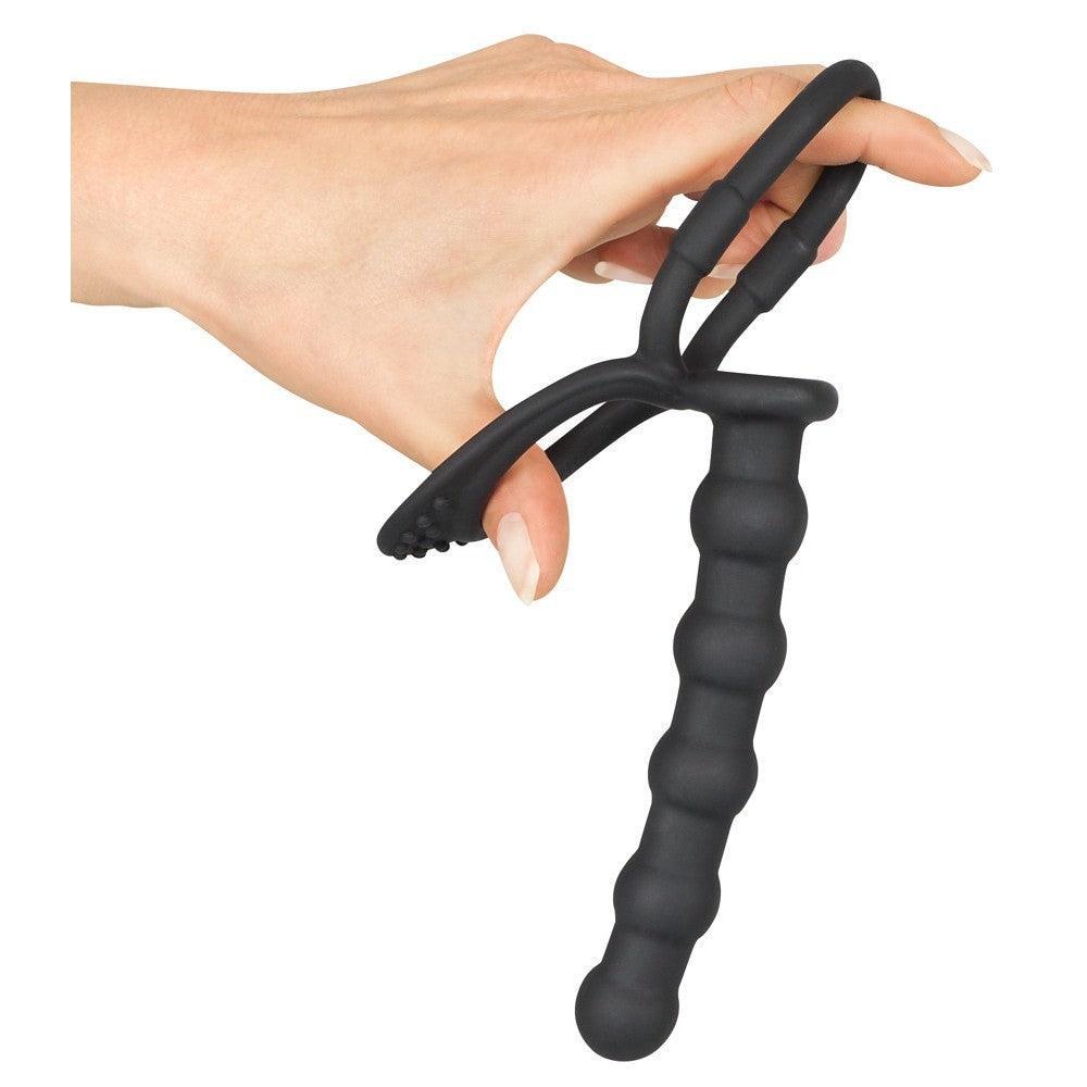 Black Velvets Cock Ring with Anal Stimulator