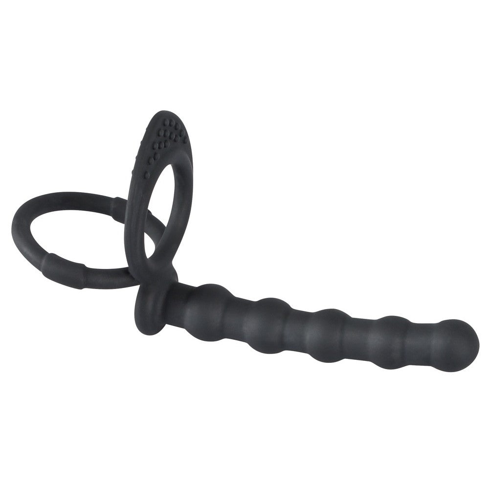 Black Velvets Cock Ring with Anal Stimulator