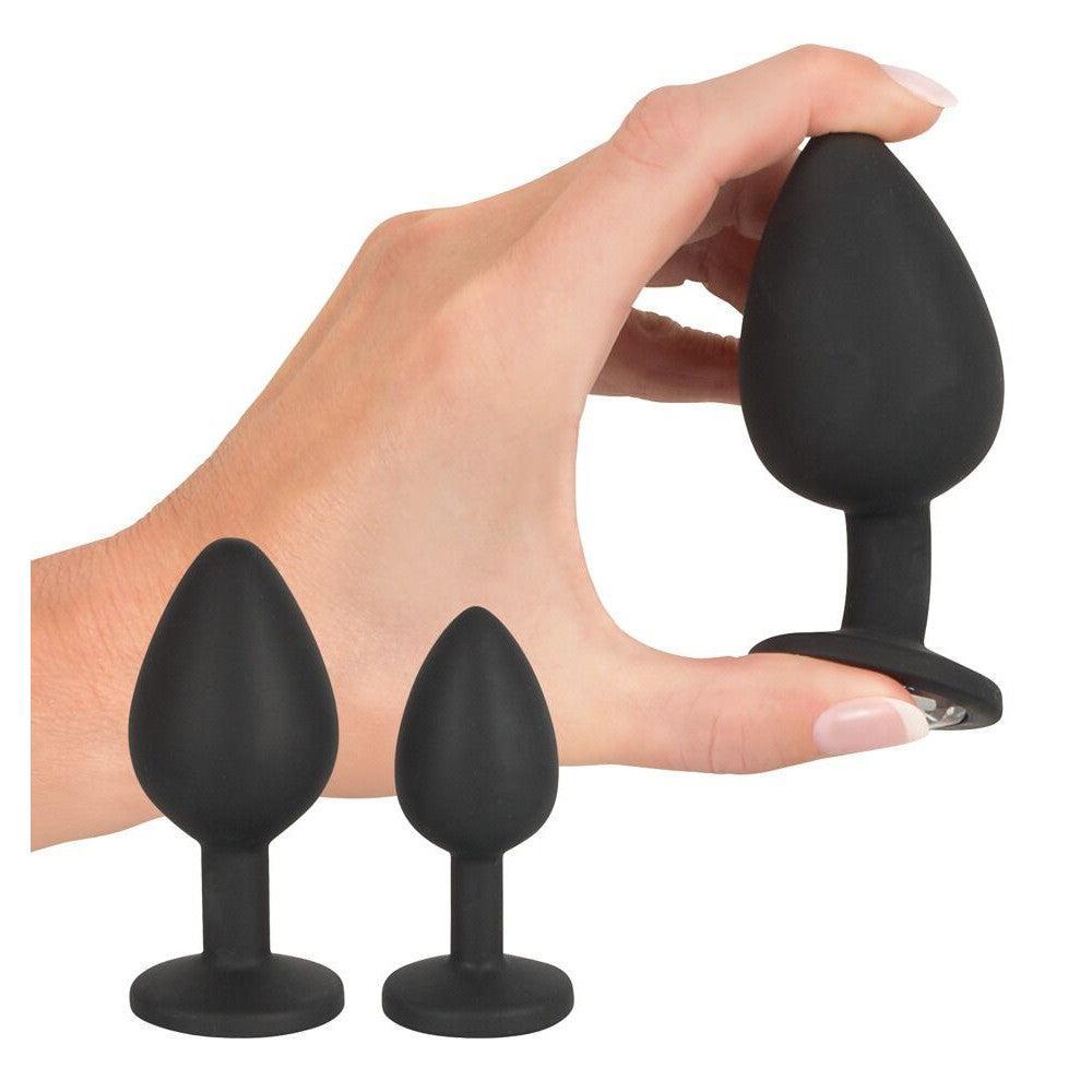 Black Velvets Set of 3 pcs. Butt Plugs & Anal Douche