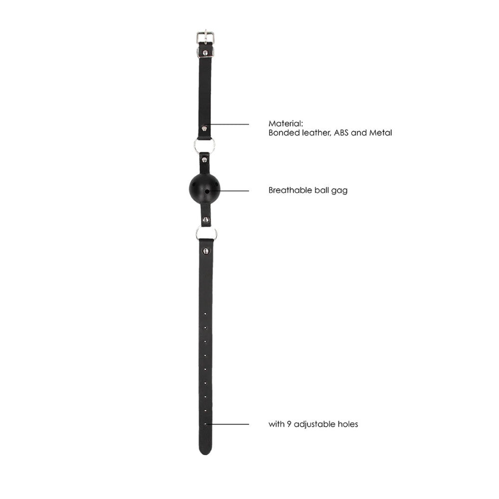 Black & White Bondage Mouth Ball Gag with Breathable Holes