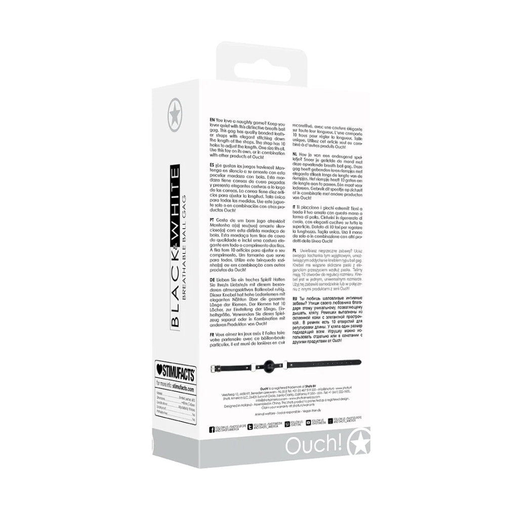 Black & White Bondage Mouth Ball Gag with Breathable Holes