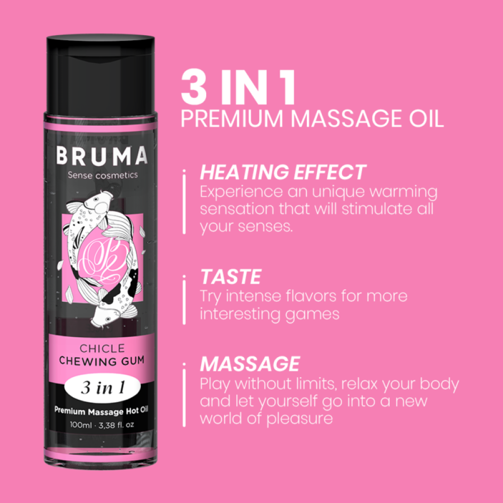 Bruma 3 in 1 Warming Massage Oil Bubblegum Flavour 100 ml.