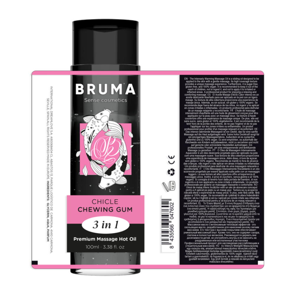 Bruma 3 in 1 Warming Massage Oil Bubblegum Flavour 100 ml.
