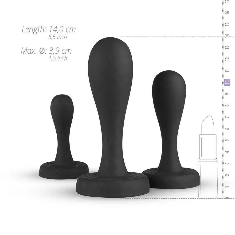 Butt Kickers Set of 3 Silicone Butt Plugs Black